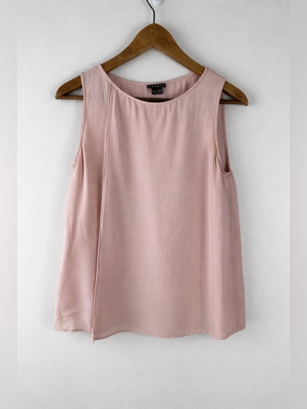 Theory Womens Maidena W Tank Silk Pink Peach Sleeveless Blouse size Small Flowy